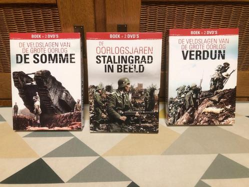 Oorlog 3 x boek + 2 DVD's - Stalingrad-De Somme-Verdun, Cd's en Dvd's, Dvd's | Documentaire en Educatief, Nieuw in verpakking