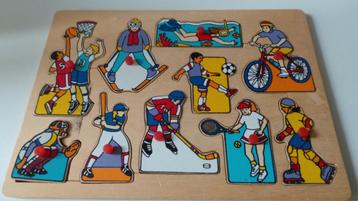 Educatief: peuter: houten knopjespuzzel inlegpuzzel sporten beschikbaar voor biedingen