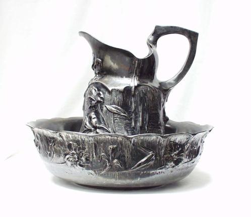 Art Nouveau Lampetstel - Tin., Antiek en Kunst, Antiek | Tin, Ophalen of Verzenden
