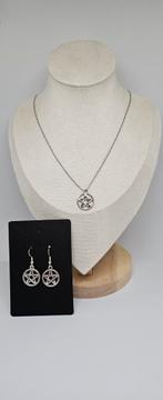 Pentagram Set: Ketting & Oorbellen - RVS, Sieraden, Tassen en Uiterlijk, Kettingen, Overige materialen, Verstelbaar, Nieuw, Ophalen of Verzenden