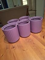 5x lila bloempot, Rond, Ophalen of Verzenden, Aardewerk, Minder dan 40 cm