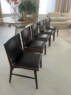 5 B&B Italia Jens Eetkamerstoelen - Hout & Leder, Huis en Inrichting, Stoelen, Bruin, Ophalen of Verzenden, Zo goed als nieuw