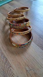 6 kinder armbanden uit India met glitters, Sieraden, Tassen en Uiterlijk, Armbanden, Nieuw, Met strass, Goud, Ophalen of Verzenden
