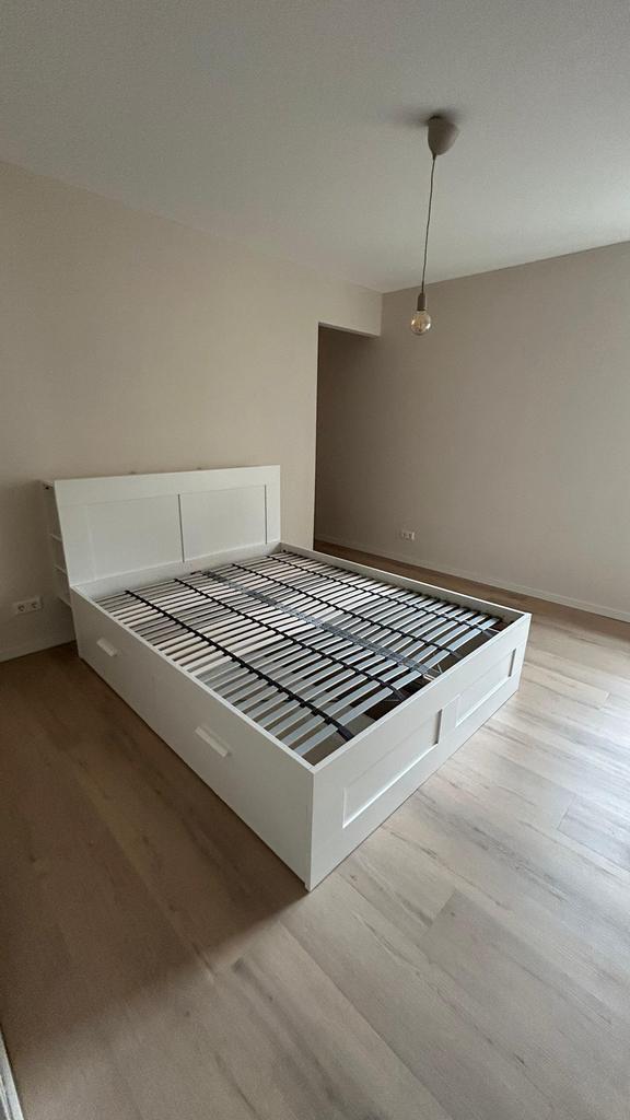 IKEA Brimnes Bedframe + Hoofdbord 160x200, Huis en Inrichting, Slaapkamer | Bedden, Zo goed als nieuw, Tweepersoons, 160 cm, 200 cm