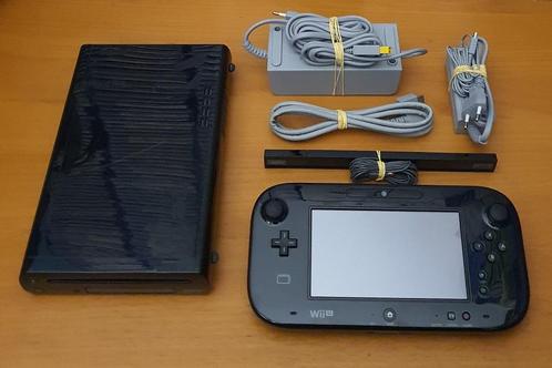 Nintendo Wii U 32GB Zwart met Gamepad & Kabels, Spelcomputers en Games, Spelcomputers | Nintendo Wii U, Gebruikt, Met harde schijf