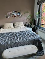 Zara home grijze deken met blokprint, Tweepersoons, Ophalen of Verzenden, Grijs, Deken of Dekbed