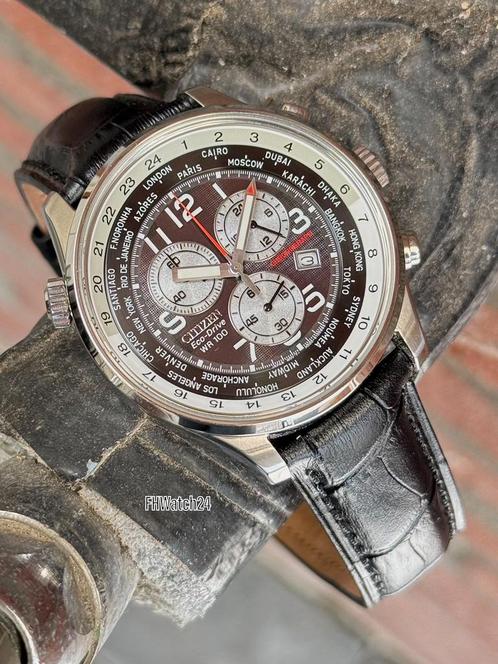 Citizen Eco Drive WR 100 AT0361 Chronograph., Sieraden, Tassen en Uiterlijk, Horloges | Heren, Gebruikt, Polshorloge, Citizen