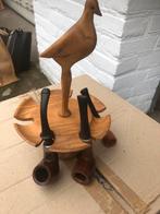 Houten pijpenstandaard met vogeldecoratie, Antiek en Kunst, Ophalen of Verzenden