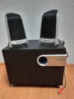 Philips Luidsprekerset: subwoofer +2 boxen, Computers en Software, Pc speakers, Ophalen, Gebruikt, Audiokanaal 2.1, Philips