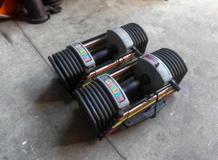 2x 14,5 Verstelbare Powerblocks Dumbbells, Sport en Fitness, Fitnessmaterialen, Gebruikt, Dumbbell, Ophalen