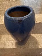 Blauwe keramische bloempot - Ophalen, Tuin en Terras, Ophalen, Gebruikt, Rond, Binnen
