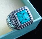 Ring Tibet zilver met Turquoise natuursteen M-20 -NIEUW-, Sieraden, Tassen en Uiterlijk, Ringen, 19 tot 20, Nieuw, Ophalen of Verzenden