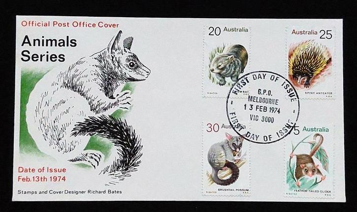 Australië 1974 – Animals Series – FDC, Postzegels en Munten, Postzegels | Eerstedagenveloppen, Onbeschreven, Rest van de wereld