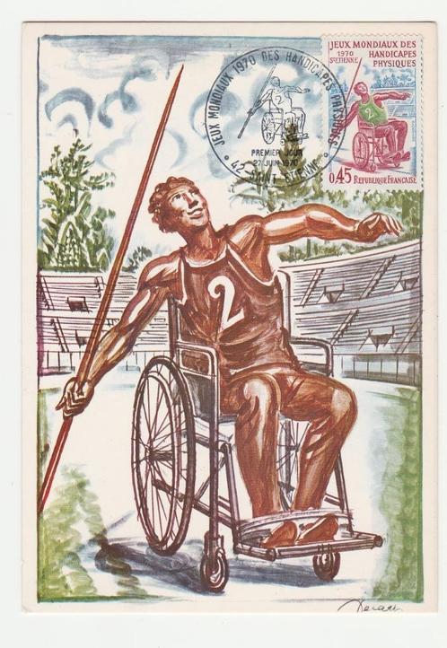 Gehandicaptensport.  Speerwerpen.  Illustrateurs., Verzamelen, Ansichtkaarten | Themakaarten, 1960 tot 1980, Overige thema's, Verzenden