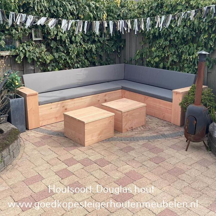 Kwalitatieve hoekbank op maat, Tuin en Terras, Tuinsets en Loungesets, Nieuw, Loungeset, Steigerhout, 8 zitplaatsen, Bank, Ophalen of Verzenden