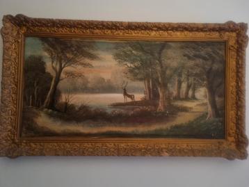 Schilderij met Hert in Boslandschap beschikbaar voor biedingen