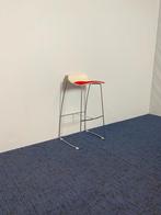 12 x Barkruk Hoop, rode stof, chroom onderstel
