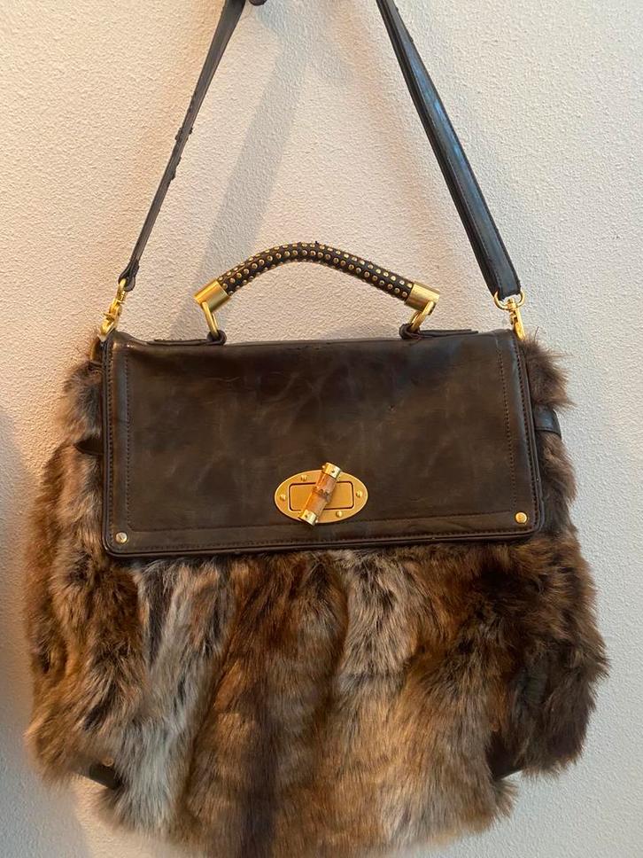 River Island Handtas met Bont, Sieraden, Tassen en Uiterlijk, Tassen | Damestassen, Gebruikt, Handtas, Bruin, Ophalen of Verzenden