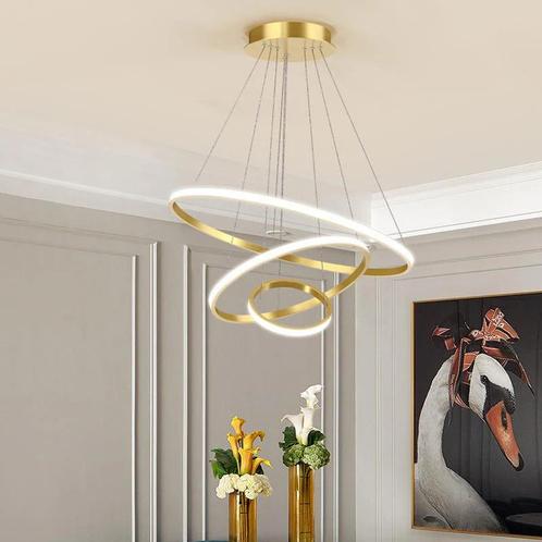 Gouden LED ring hanglamp, Huis en Inrichting, Lampen | Plafondlampen, Nieuw, Ophalen of Verzenden