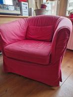 Vintage rode fauteuil, 75 tot 100 cm, Gebruikt, Stof, Vintage