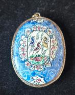 Antieke handgeschilderde pendant, Ophalen of Verzenden, Zilver