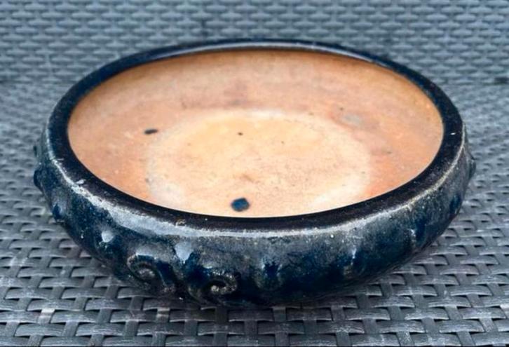 Bonsai schaal oud Chinees aardewerk rond blauw 30,5x7,9, Tuin en Terras, Bloempotten, Zo goed als nieuw, Aardewerk, Minder dan 40 cm
