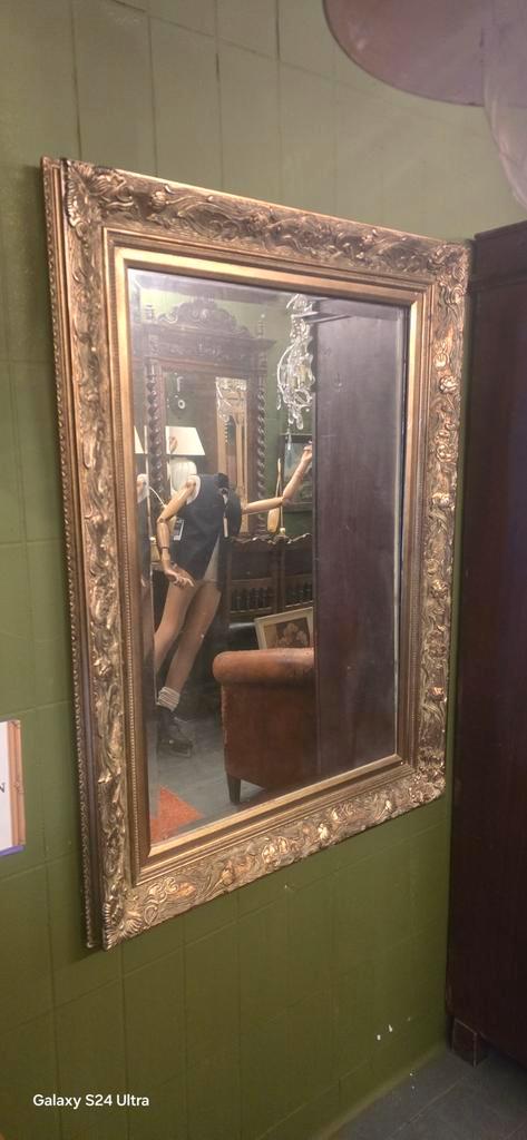 Jugendstil Spiegel met Geslepen Glas, Antiek en Kunst, Antiek | Spiegels, 50 tot 100 cm, 100 tot 150 cm, Rechthoekig, Ophalen