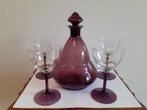 Antieke Art deco glazen, karaf W. J. Roozendaal, Paars, Ophalen