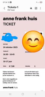 Anne Frank Huis 2 Tickets kind - 24 okt, 16:30-17:15, Tickets en Kaartjes