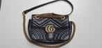 Gucci Gg marmont flap crossbody bag leder, Ophalen, Gebruikt, Zwart, Schoudertasje