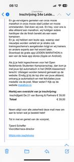 Startbewijs Leiden halve marathon 11 mei 2025, Sport en Fitness, Loopsport en Atletiek, Ophalen of Verzenden, Nieuw, Hardlopen
