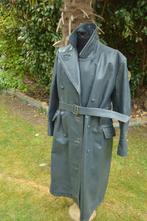 Oude zware leren solex jas grijs Voering van wol Schotse rui, Ophalen of Verzenden, Gedragen, Grijs