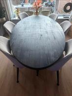 Ovale zwarte eettafel, Huis en Inrichting, Ophalen, 100 tot 150 cm, 200 cm of meer, Zo goed als nieuw