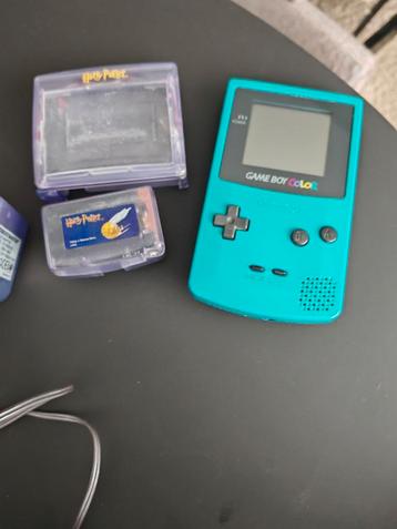 gameboy color teal met battery pack en opbergtas. beschikbaar voor biedingen