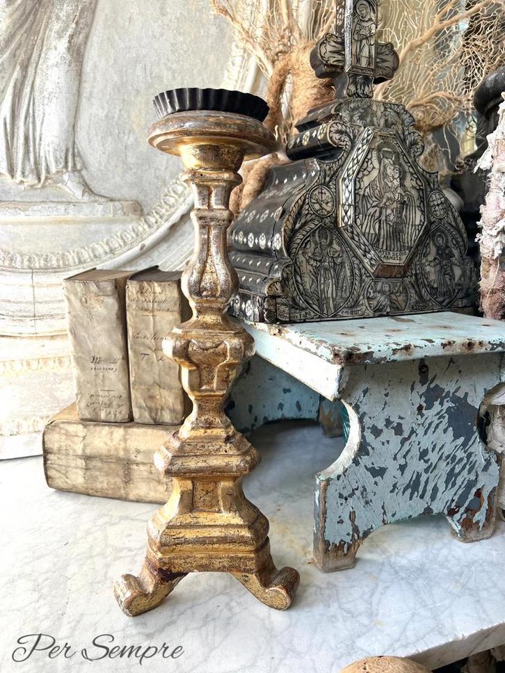 Per Sempre ,prachtig 18de Eeuws Italiaans Kandelaartje, Antiek en Kunst, Antiek | Woonaccessoires, Ophalen of Verzenden