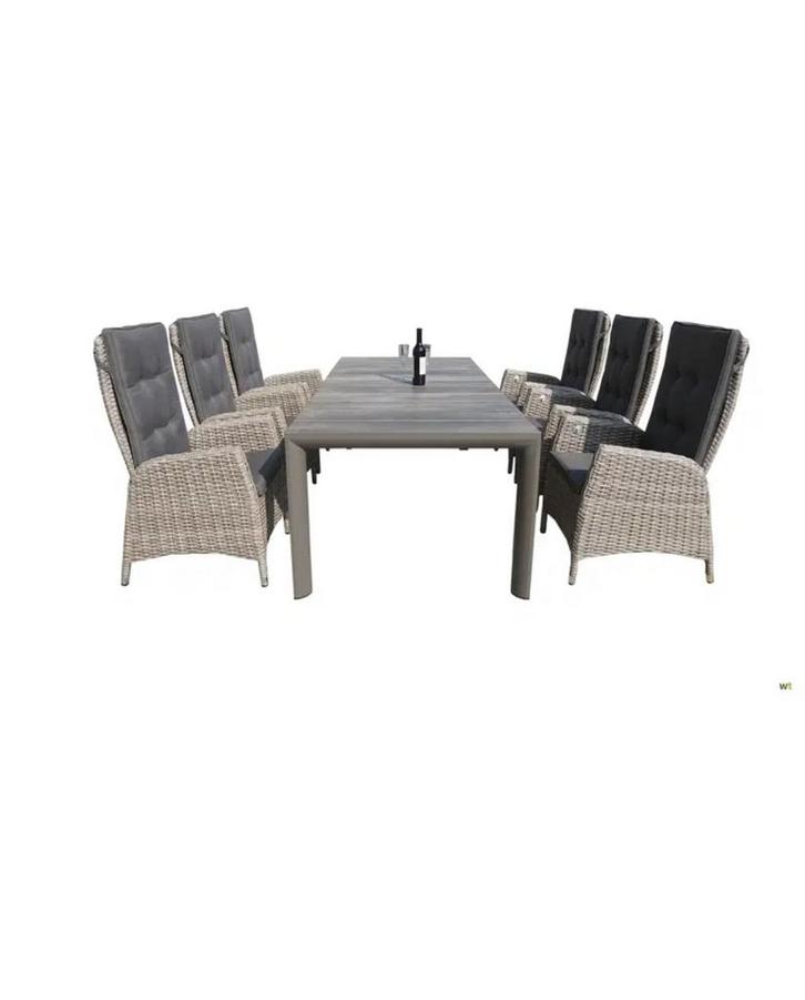 Royal Seasons Marbella Tuinset 7-delig, Tuin en Terras, Tuinsets en Loungesets, Nieuw, Tuinset, Wicker, 6 zitplaatsen, Eettafel
