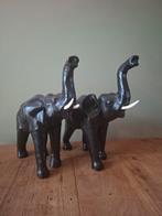 Vintage Lederen Olifanten Set - kleur zwart, Ophalen of Verzenden