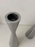 Aluminium Ikea kandelaars (2) jaren 90, Gebruikt, Ophalen of Verzenden, Metaal, Grijs