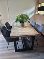 Teakhouten tafel 150  90 (zonder stoelen), Ophalen of Verzenden, Gebruikt, 4 tot 6 stoelen