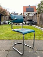 Vintage Gispen De Wit 3011 stoel (retro jaren 50 60), Blauw, Gebruikt, Metaal, Eén