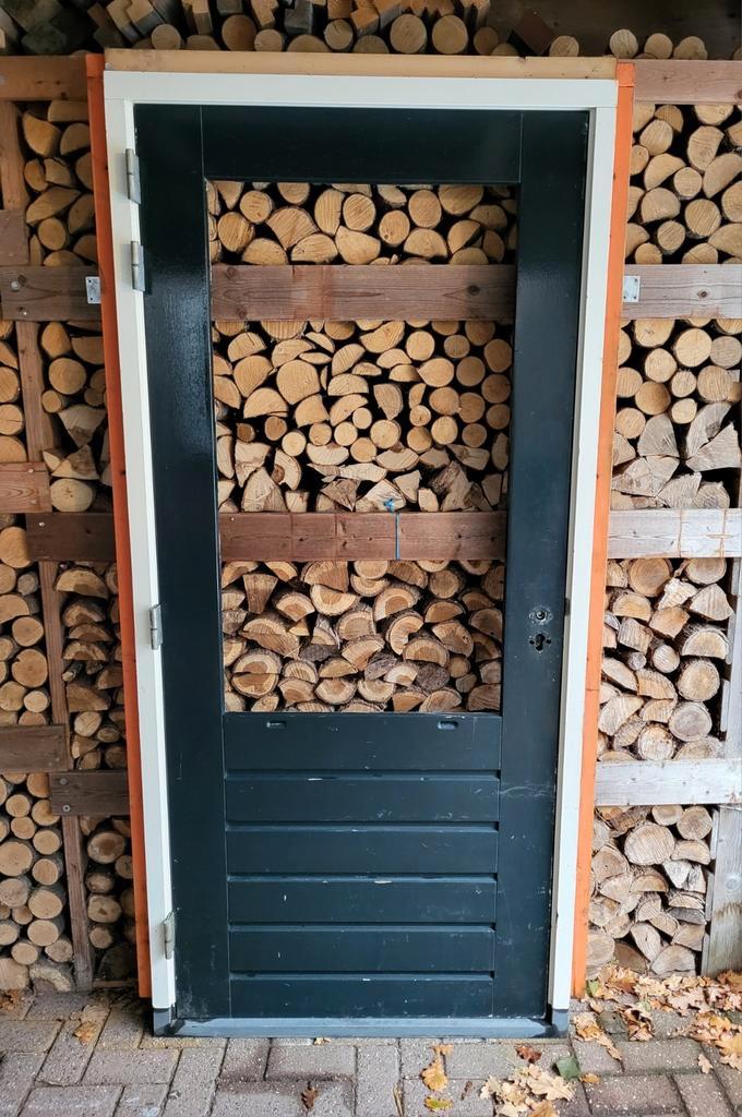 Deur met kozijn gebruikt hardhout buitendeur deurkozijn, Doe-het-zelf en Verbouw, Kozijnen en Schuifpuien, Gebruikt, Deurkozijn