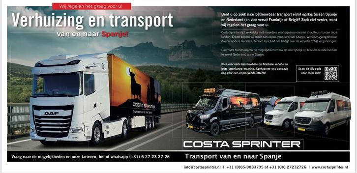 Inboedel transport naar Spanje auto transport verhuizing, Diensten en Vakmensen, Koeriers, Chauffeurs en Taxi's, Chauffeursdiensten