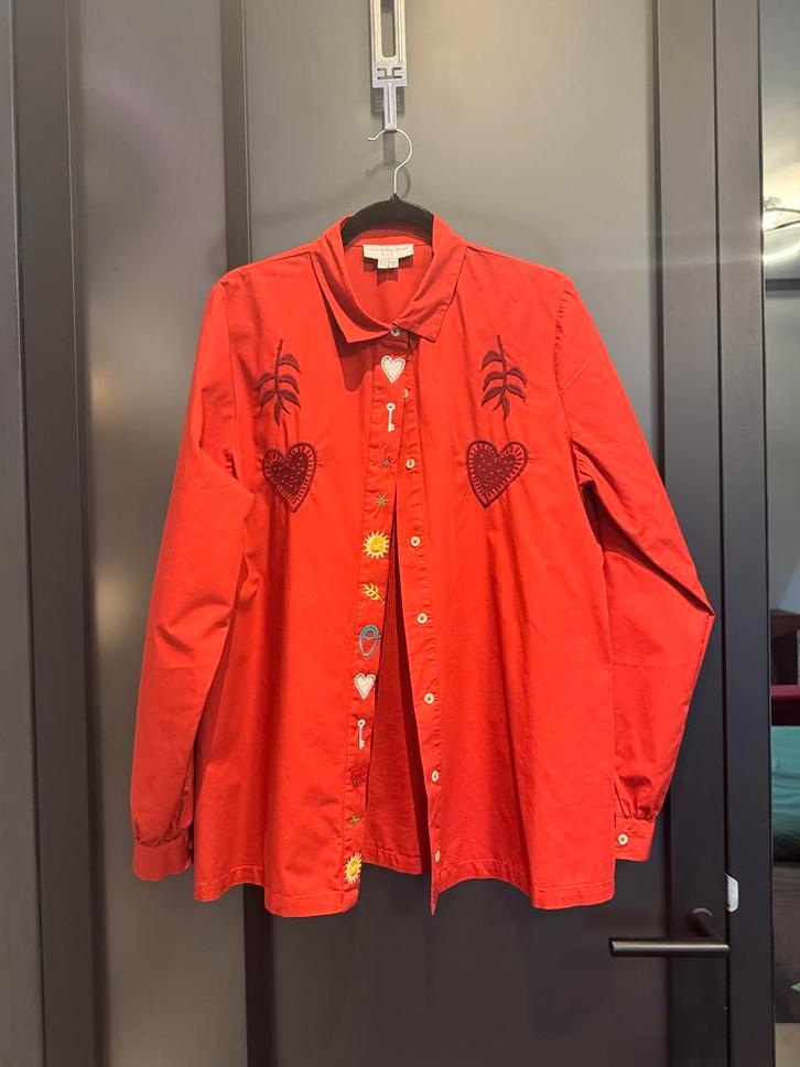 Never fully dressed Rode Blouse met Borduurwerk maat 42, Kleding | Dames, Blouses en Tunieken, Zo goed als nieuw, Maat 38/40 (M)