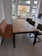 Eikenhouten Eetset met Bank en Stoelen, Huis en Inrichting, Ophalen, 100 tot 150 cm, 200 cm of meer, Zo goed als nieuw