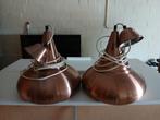 Vintage Koperen Hanglampen - Set van 2, Gebruikt, Vintage, Ophalen of Verzenden, Metaal