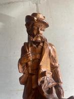 Handgesneden houten beeld – Jager met hert (Alpenstijl), Ophalen of Verzenden, Dier