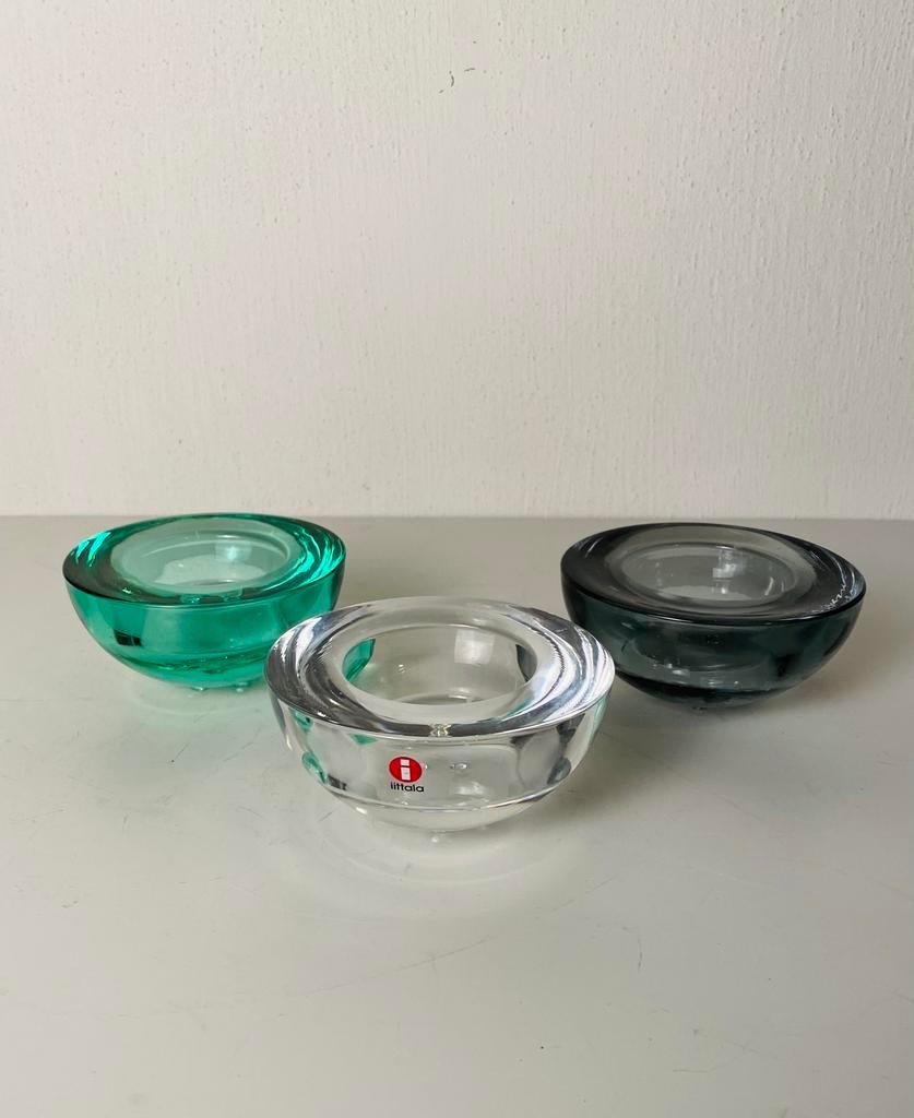 Iitala Finland glazen waxinelichthouders (3) Ballo