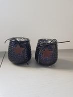 2 leuke waxinelichthouders, Huis en Inrichting, Overige materialen, Zwart, Ophalen of Verzenden, Zo goed als nieuw