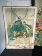 Oude geleefde Engelse schoolplaat vintage staat 75x52 cm., Ophalen of Verzenden