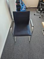 4x blauwe gestoffeerde stoelen met metalen nikkel frame, Ophalen of Verzenden, Gebruikt, Blauw, Metaal